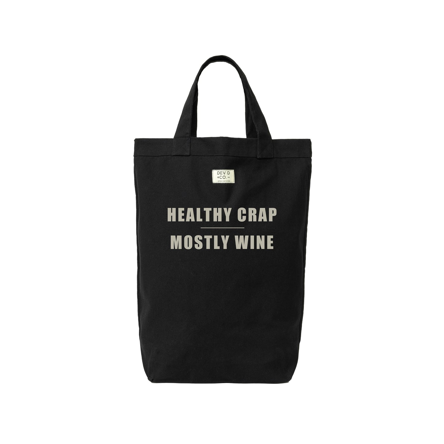 Healthy Crap Mostly Wine - Canvas Tote Bag - Wine Gift
