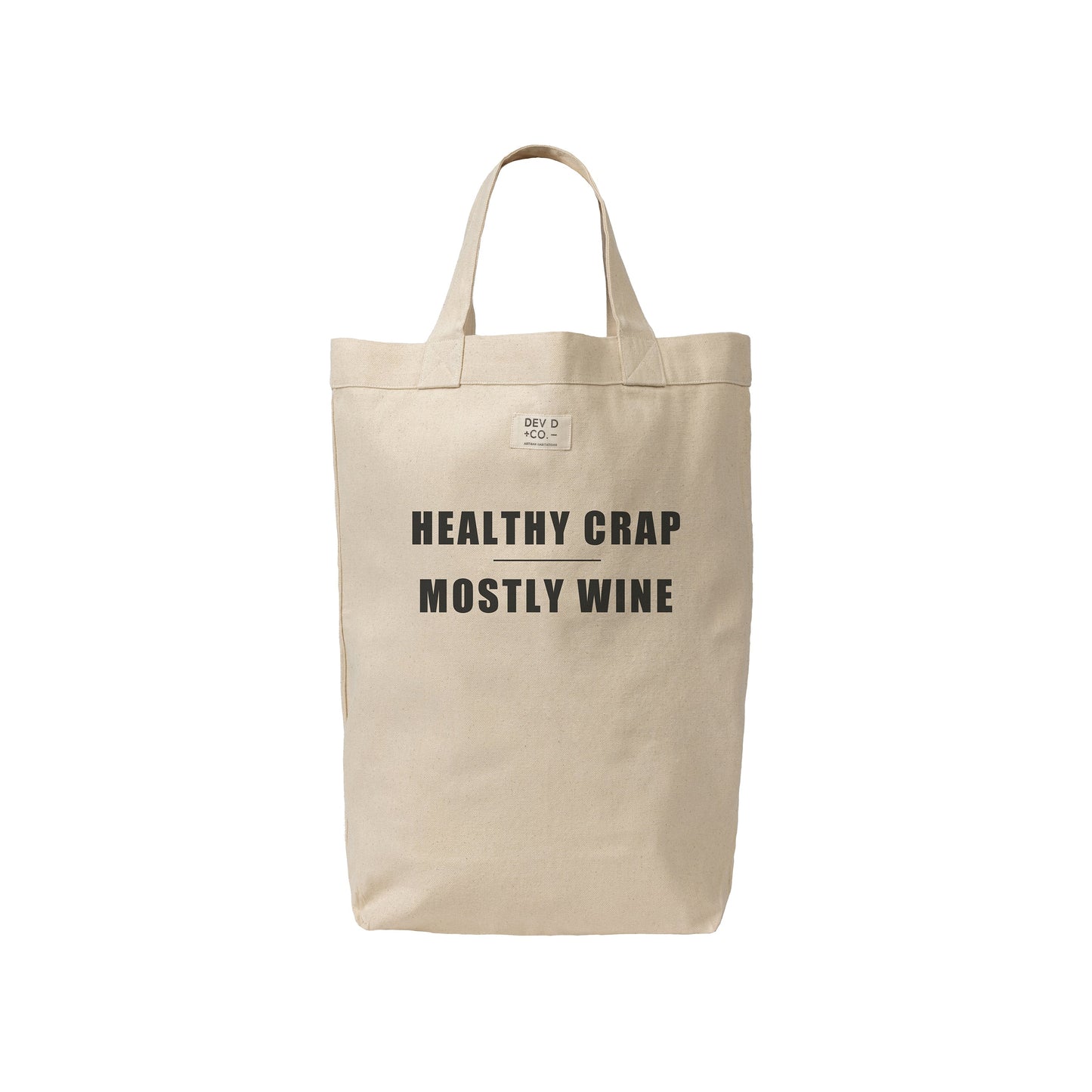 Healthy Crap Mostly Wine - Canvas Tote Bag - Wine Gift
