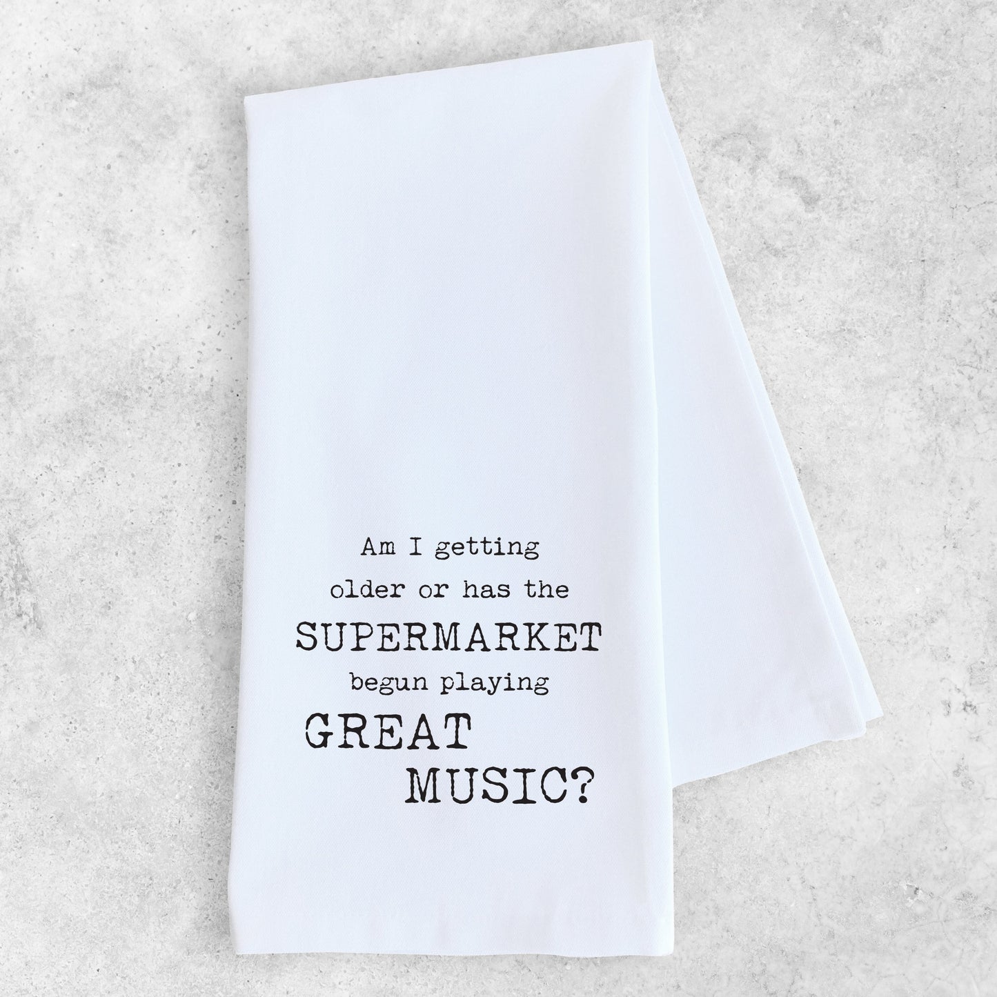 Great Music At The Supermarket - Tea Towel