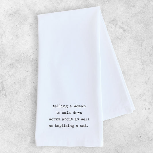 Baptizing A Cat - Tea Towel
