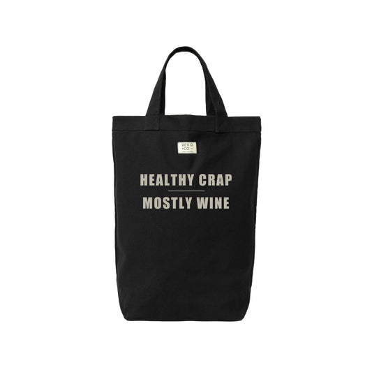 Healthy Crap Mostly Wine - Canvas Tote Bag - Wine Gift